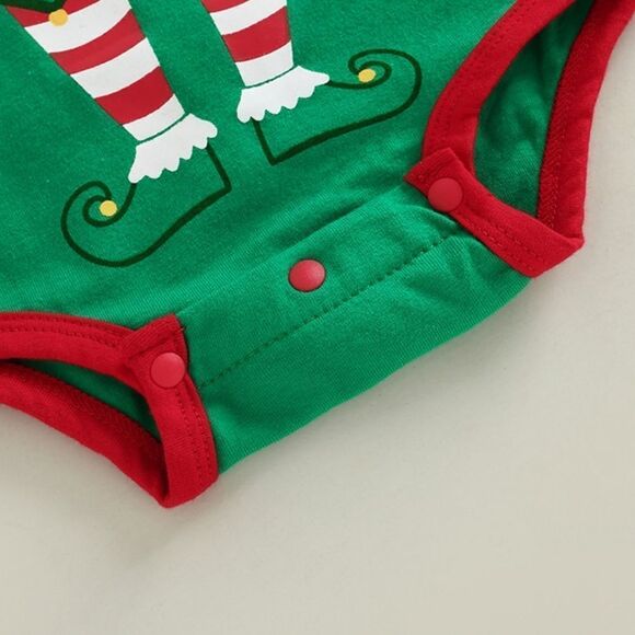 NWT Baby Elf Suit Romper Set and Santa Hat - Picture 5 of 12